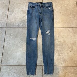 Judy Blue Destroyed Knee Skinny Denim Jeans 29 Raw Cut Hems